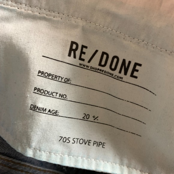 Re/Done 70s Stove Pipe Jeans Women's 30 Blue High Rise Crop Straight Leg Raw Hem - Picture 4 of 13